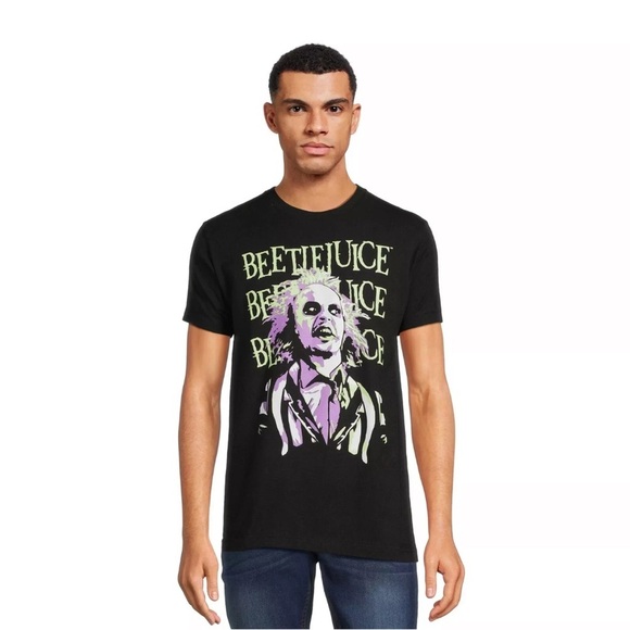 Beetlejuice Men's Graphic Tee with Short Sleeves, Size Large (42-44), Black - Picture 1 of 5